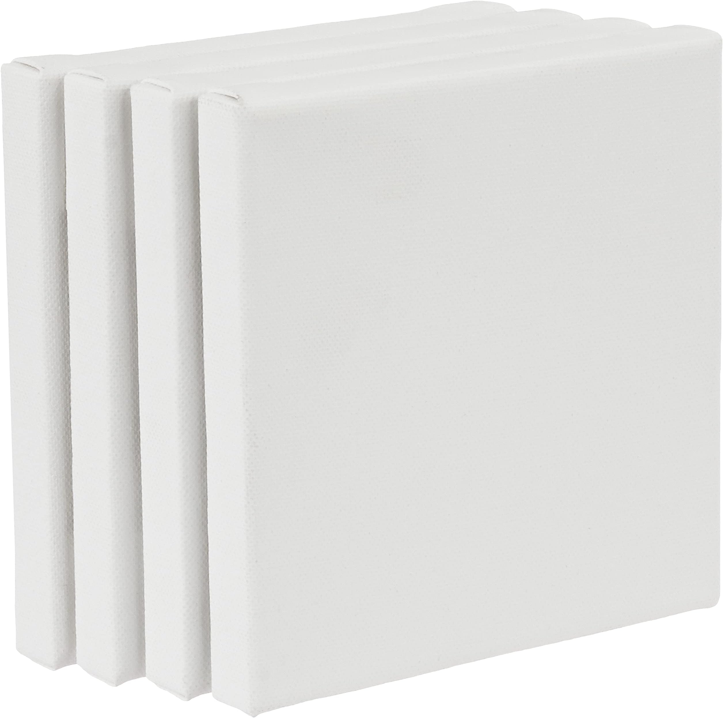 Amazon Brand - Solimo Medium Grain Cotton Stretched Canvas with Wooden Frame, 6 x 6 inch, Set of 4