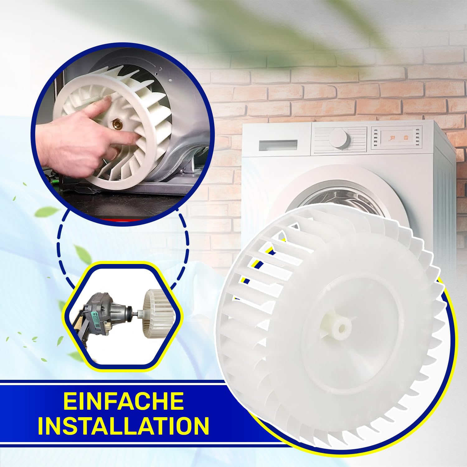 Lüfterrad für Trockner Ø 155 mm mit dem Originalcode C00526646 C00860600 für Indesit 488000526646 488000860600 für Whirlpool - Garantie 10 Jahre - MONTERAL