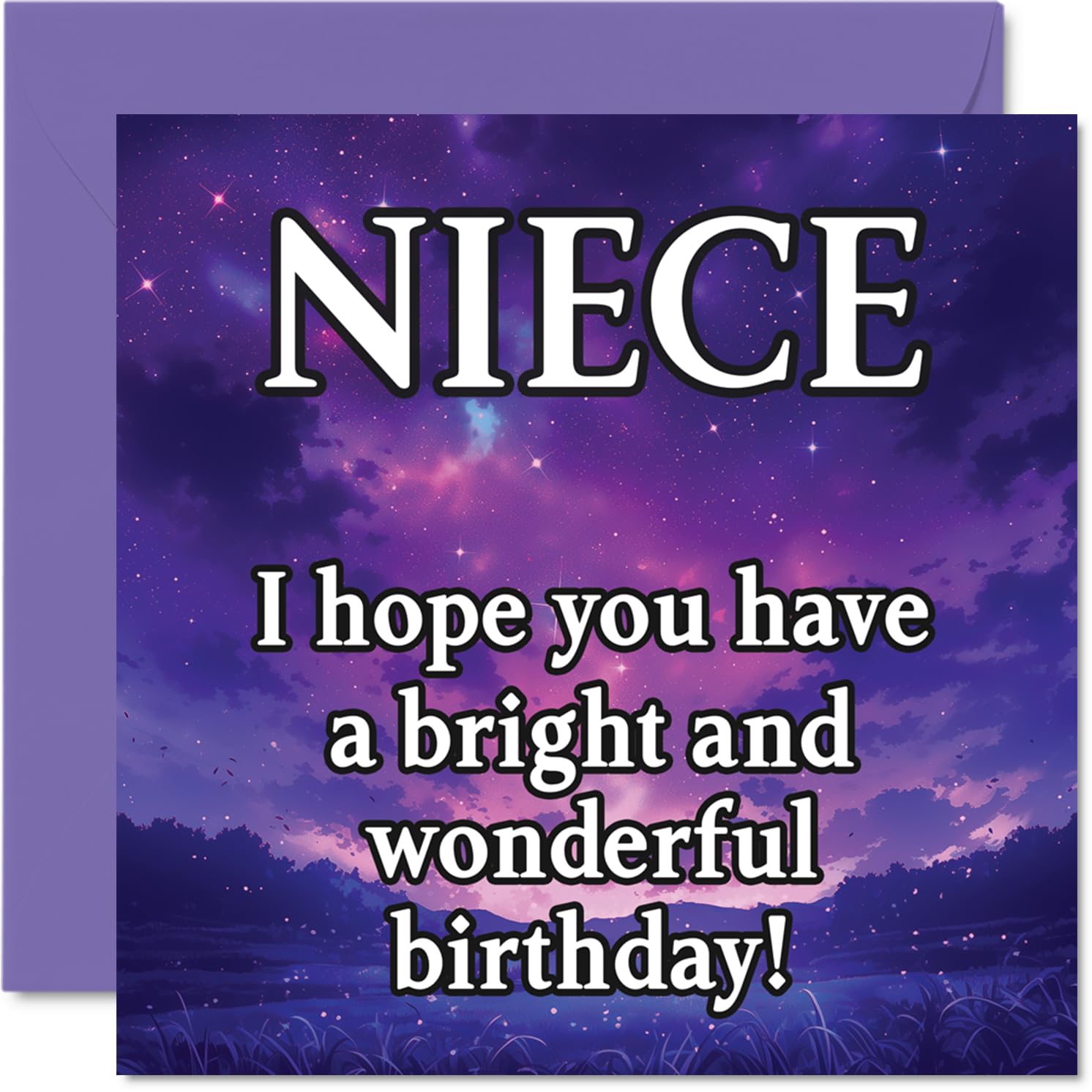 Niece Birthday Card - Magical Night Sky - Happy Birthday Card for Niece from Auntie Uncle, 145mm Bright and Wonderful Sentiment Bday Greeting Cards