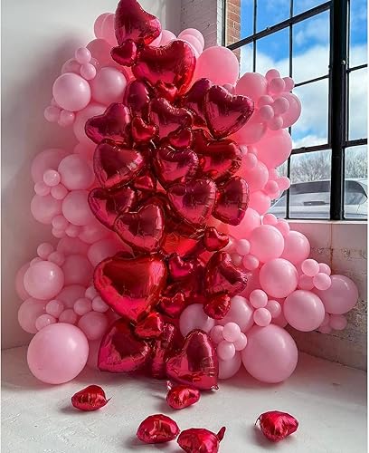 Miniatura 7 de NISOCY - Kit para guirnalda y arco de globos de látex rosa, 102 globos de 1812105 pulgadas, para baby shower, boda, cumpleaños, decoración rosa y de