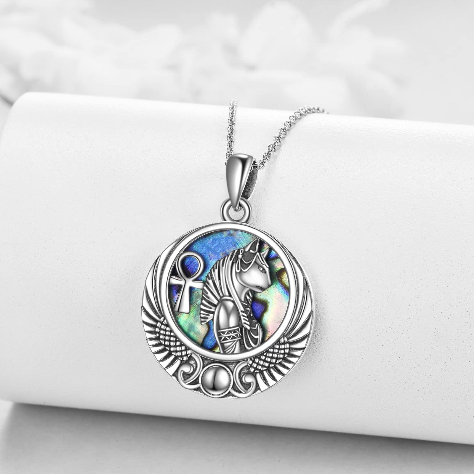 YFN Collana Egiziano Argento Sterling Ciondolo Egitto Protezione Gioielli Conchiglia Abalone Egitto Regalo per Donna Bambina Uomo