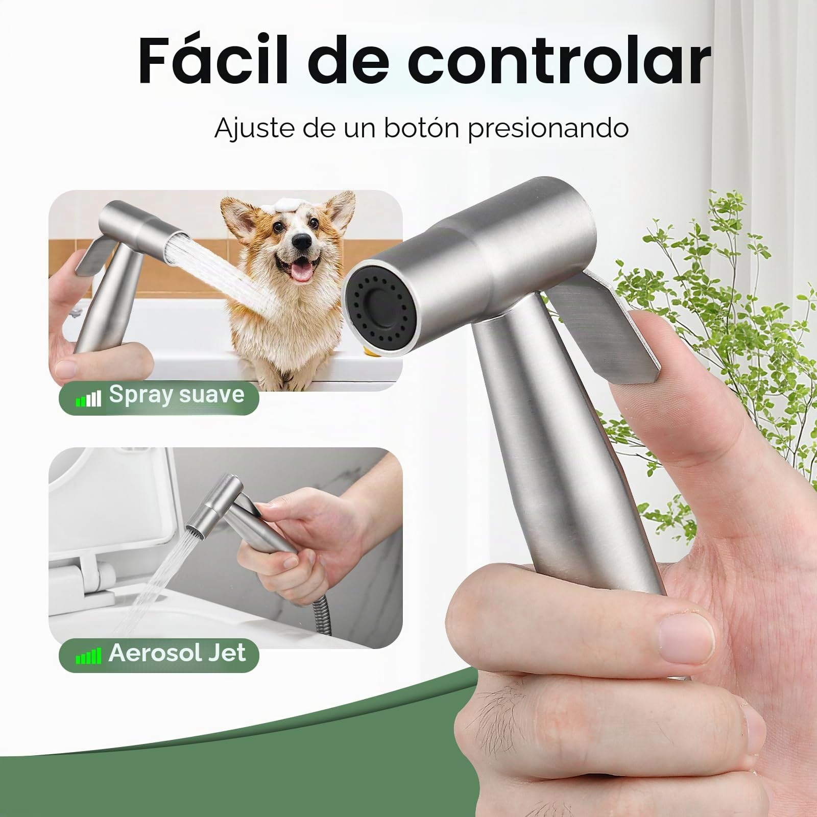 Bidé de ducha de mano para grifo de lavabo, juego de ducha de acero inoxidable con conector, manguera y soporte para el cuidado corporal, para bañar mascotas y limpiar pañales de tela