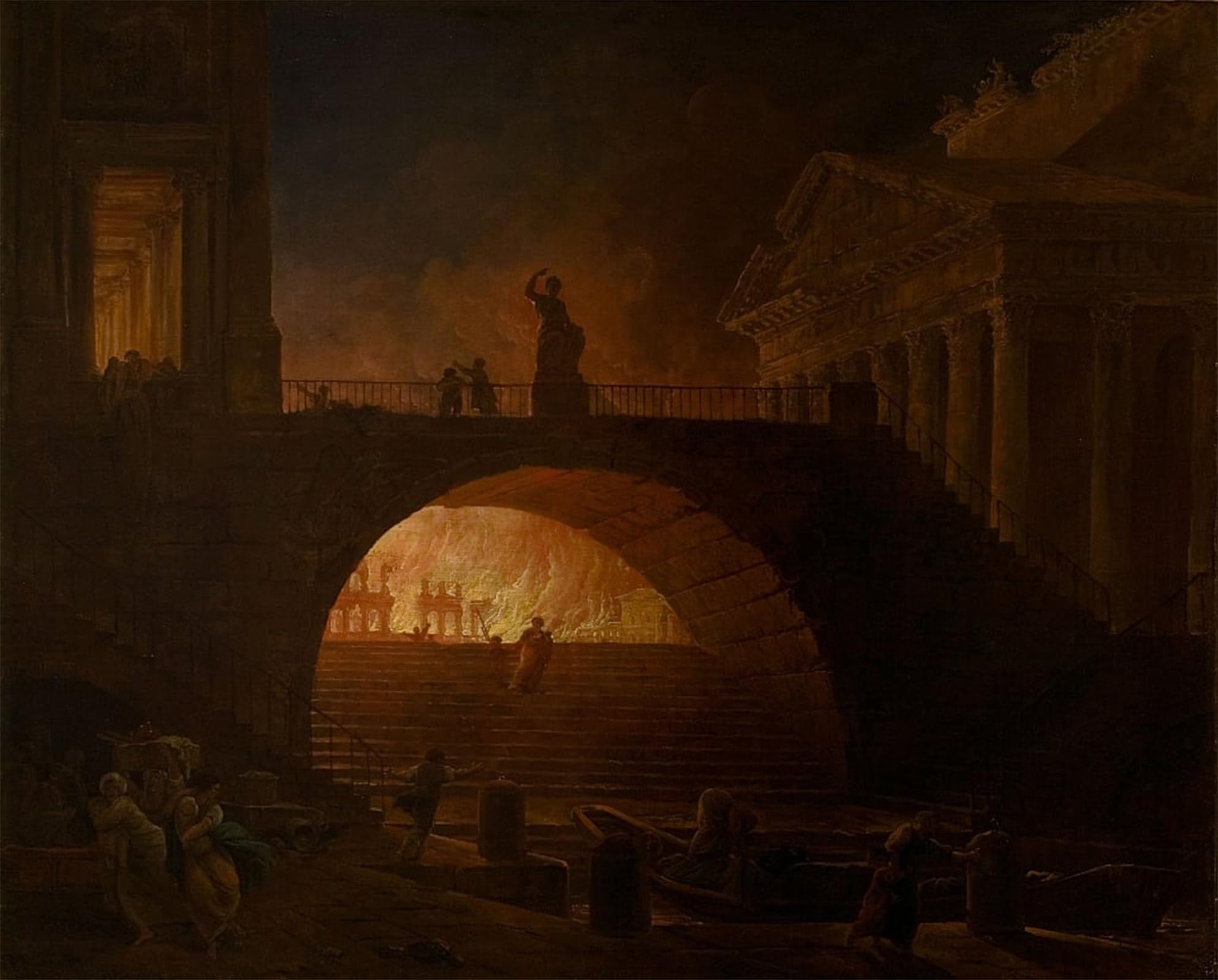 ARTXLXXBN Famous Art Print Poster Vintage Wall Art the Burning of by Hubert Robert Canvas Art Poster for Home Decor 60x90cm