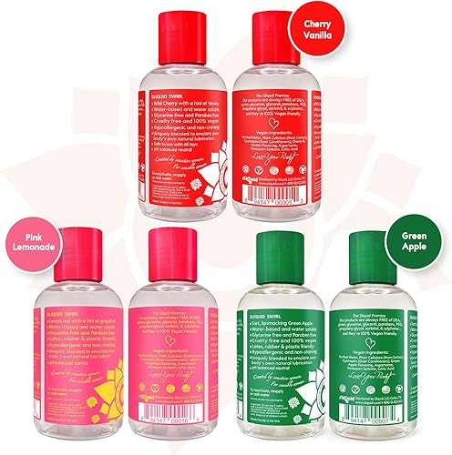 Miniatura 2 de Sliquid Paquete variado de lubricantes con sabor a remolino, sabor a vainilla de cereza, tarta de manzana verde y limonada rosa, ideas de regalo