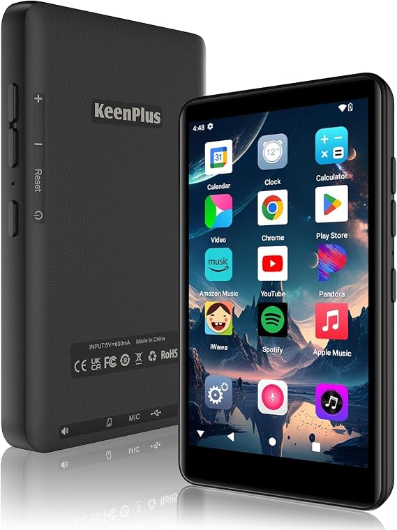144GB Smart MP3 Player with Bluetooth and WiFi,KeenPlus MP4 4.0 Touch Screen and Android 13 Supports Latest Apps & Browsing,Pre-Installed Spotify,Amazon Music & Mainstream Apps,Parental Controls