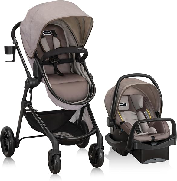 Evenflo Pivot Modular Travel System with LiteMax Infant Car Seat in Desert Tan