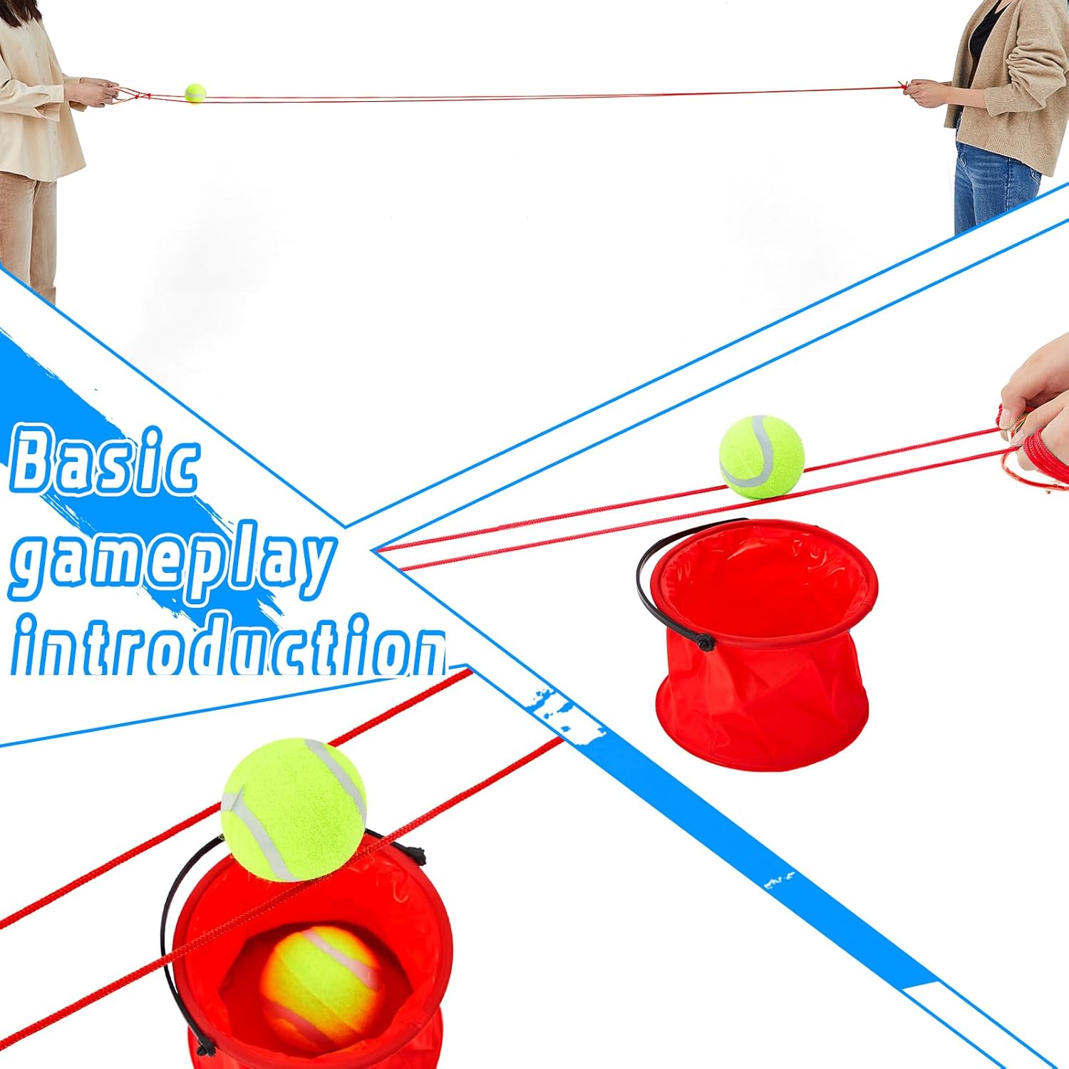 Soulchen 13 Pcs Team Building Game with Buckets and Balls Set Family Fun Group Games Challenge Outdoor Team Building Activities for Game Sports Day Activity Family Night or Party (Red)