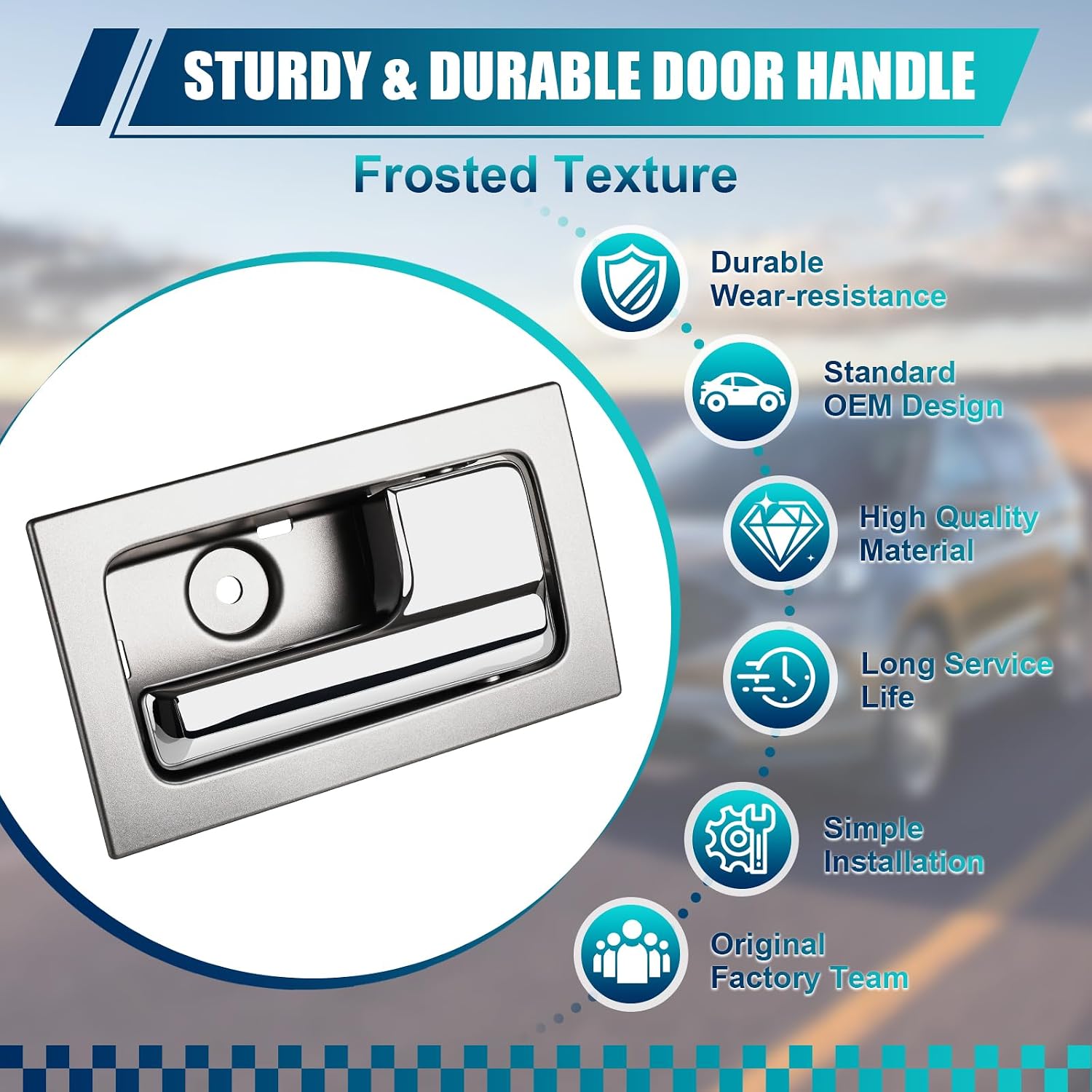 Interior Door Handle Front or Rear Right Passenger Side Replacement for 2009-2014 Ford F150,Chrome Lever Gray Housing, Replaces# CL3Z-1522600-GA 9L3Z-1522600-CB 90825