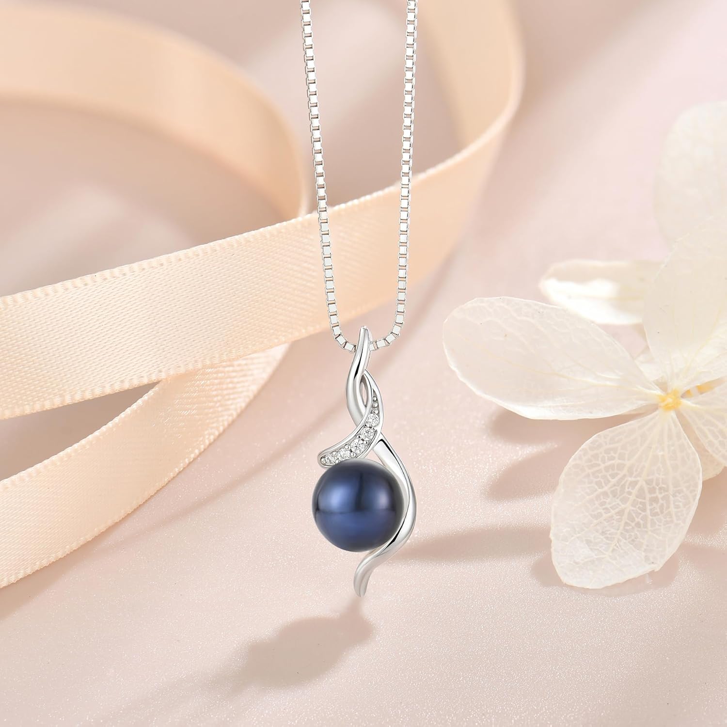 Pearl Pendant Necklace for Women 925 Sterling Silver Single Freshwater Cultured Pearl Jewelry Gift for Mom Wife Her - Image 4