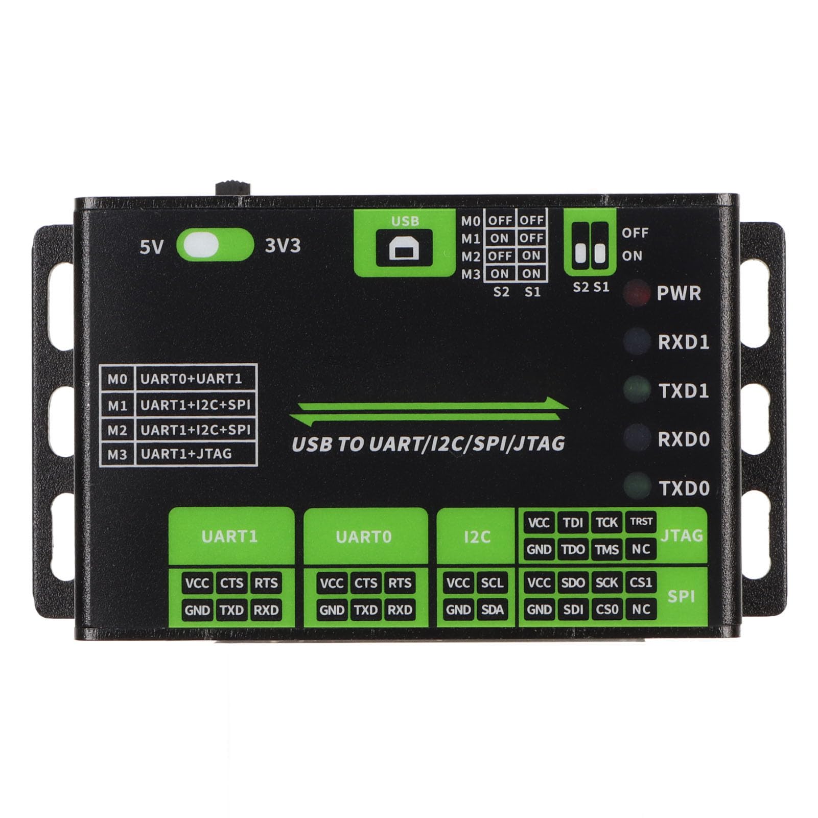 Convertitore USB UART I2C SPI JTAG, Adattatore Industriale Alluminio