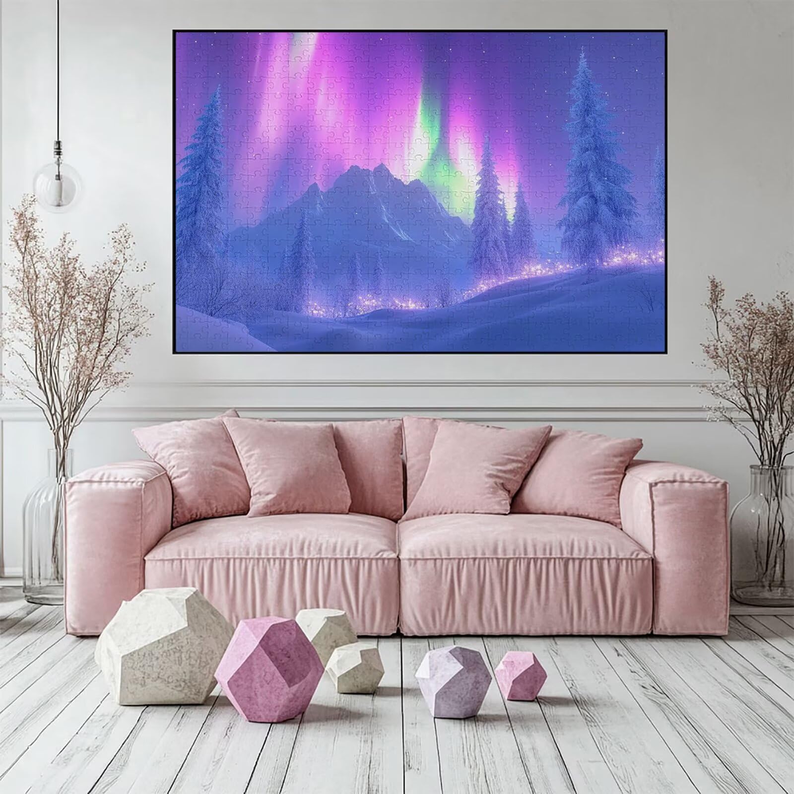 Puzzle 4000 elementów zorza polarna puzzle dla dorosłych zima 141 x 87 cm Unikalne rzemiosło klasyczne 3D drewniane układanka do rodzinnych gier biznesowych, układanka do samodzielnego wykonania nawet