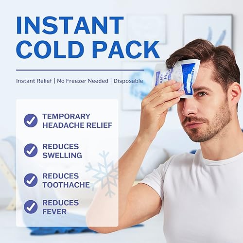 Miniatura 2 de Paquete de 50 paquetes fríos instantáneos, bolsas de hielo instantáneas para lesiones  Paquete de hielo desechable de compresa fría para aliviar el
