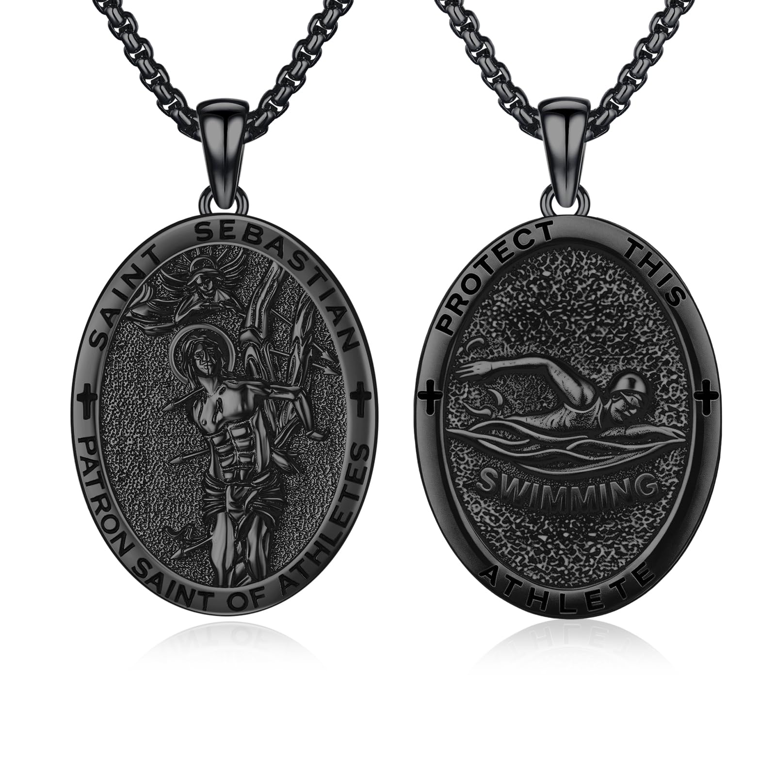 Silver/14K Gold Patron Saint Medal Amulet Necklace for Men Women