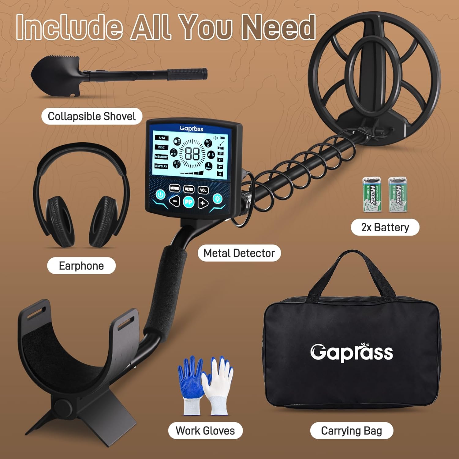 Professional Metal Detector for Adults, High Accuracy Gold Detector kit with 10" Search Coil LCD Backlight, Waterproof 5 Modes & Advanced DSP Chip