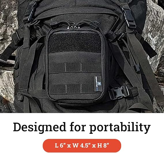 EPG Tactical EDC Organizer, Molle Utility Pouch - First Aid Black Backpack Organizer, Small, Modular Survival Bag
