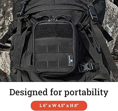 EPG Tactical EDC Organizer, Molle Utility Pouch - First Aid Black Backpack Organizer, Small, Modular Survival Bag