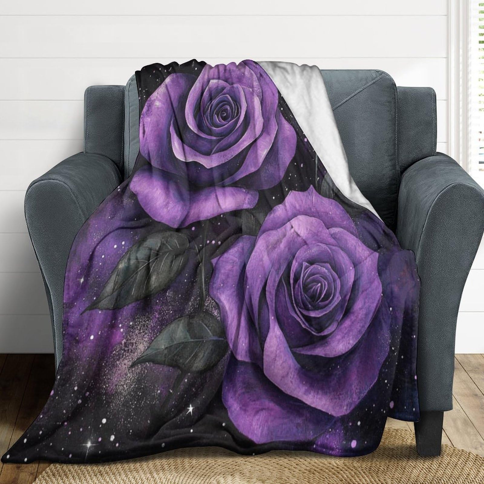 Couverture en flanelle imprimée LilaRosen en microfibre douce pour lit
