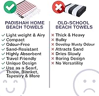 Vista 105 de Oversized Turkish Beach Towel 38’’x71’’ - Set of 2 100% Turkish Cotton Lightweight Sand Free Quick Dry Pool Towels Extra Large Bath Towels for