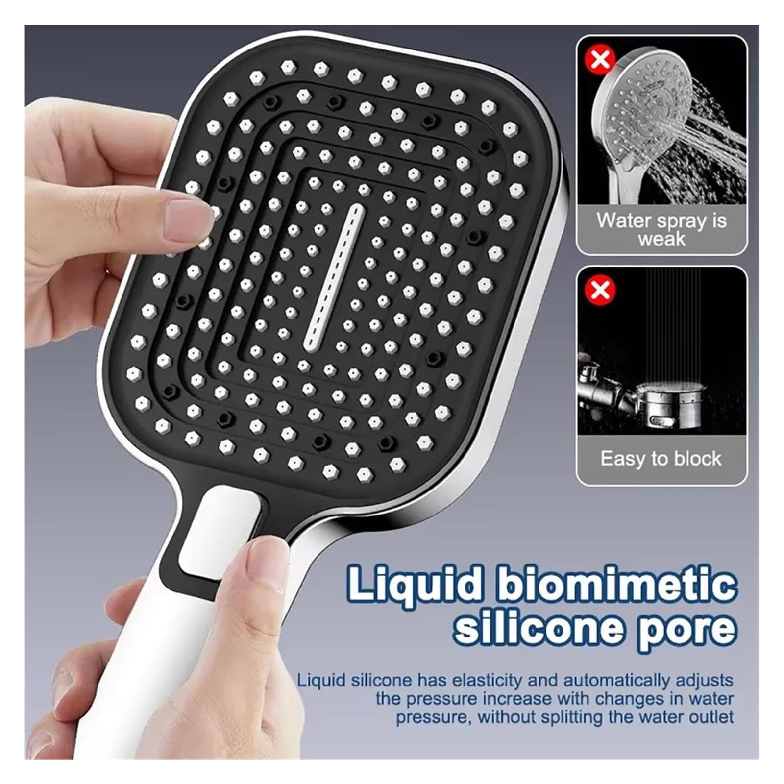 Soffione doccia portatile pressurizzato per il risparmio idrico(SILVER)