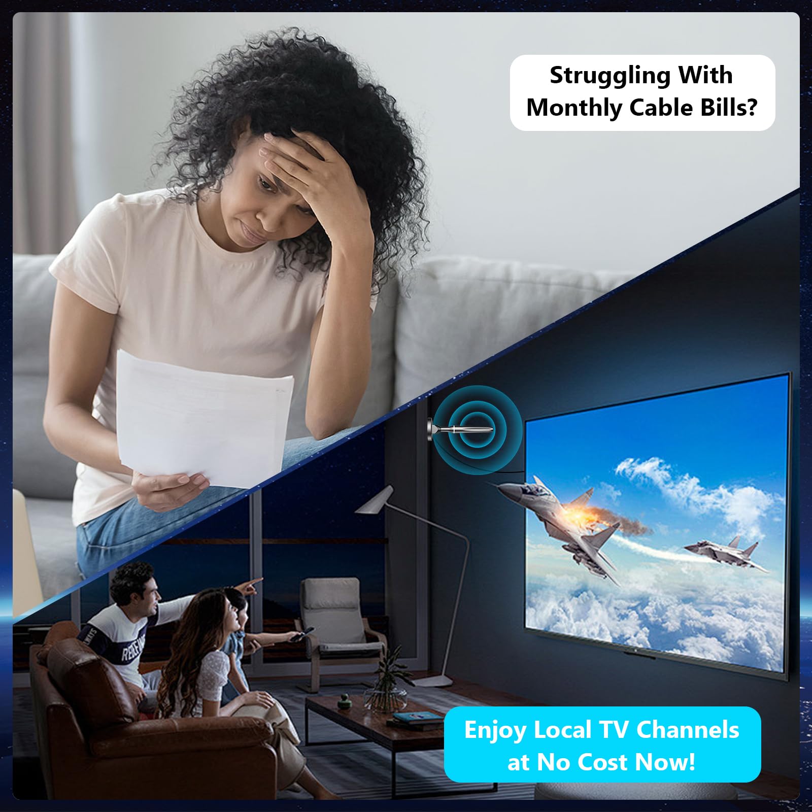 5M - Antenne TV D'intérieur Numérique Haute Définition, Amplificateur