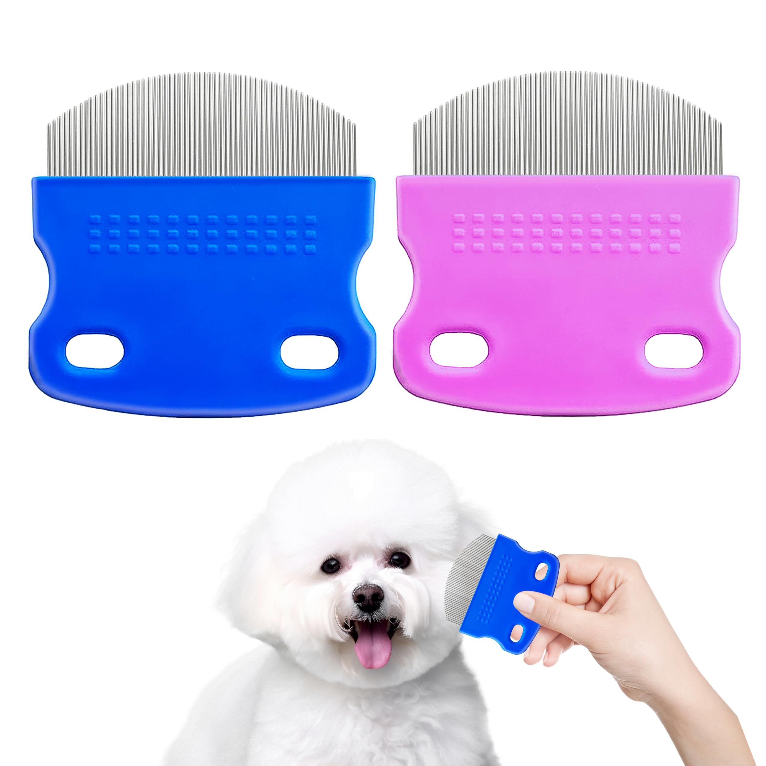 Photo 1 of 2 Pack Professional Eye Comb For Pets,Stainless Steel Tear Stain Remover,Flea Lice Comb,For Cats & Dogs,Gentle Round-Head Grooming Tool,Precisely Removes Stains, Dirt And Debris From The Eye Area