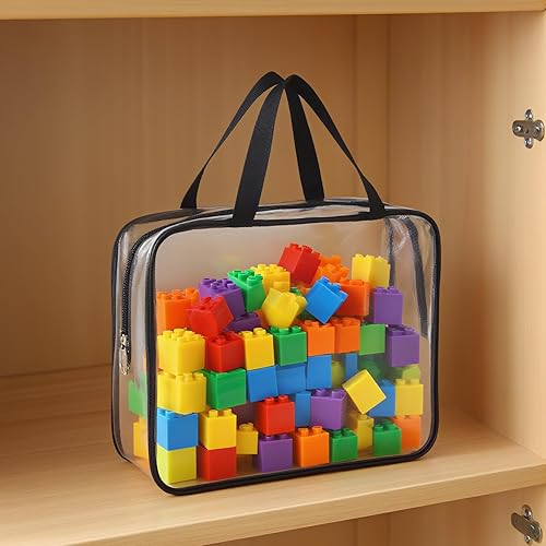 Miniatura 6 de Paquete de 8 bolsas de almacenamiento transparentes con cremallera, almacenamiento de juguetes con cremallera con etiquetas, bolsas impermeables