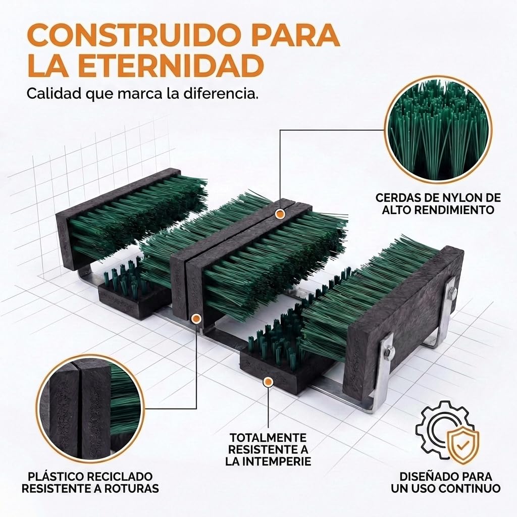 Borstelshop Rascador de Zapatos con Soporte - Felpudo para Exteriores - Felpudo para Exteriores - Rascador de Zapatos para Cepillos - 60 x 30 cm - Verde