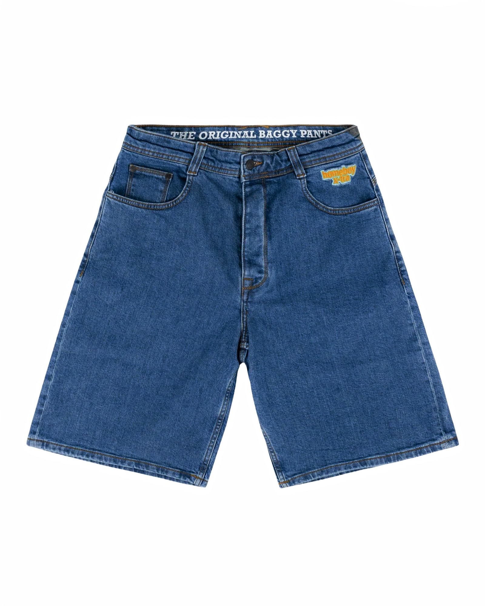 Homeboy Unisex X-Tra Monster Denim Shorts, Washed Blue, 33