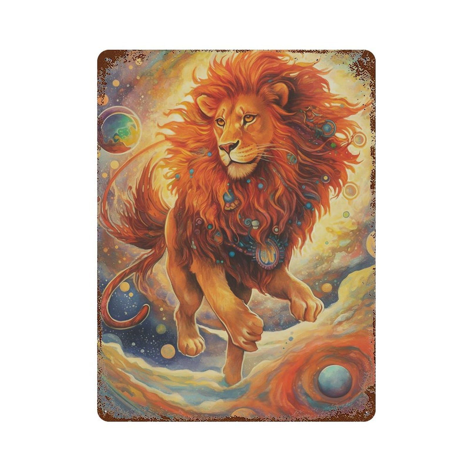 Cute Lion 15.7"x11.8" Retro Metal Sign, Vintage Wall Decor for Office, Studio And Wall Decor