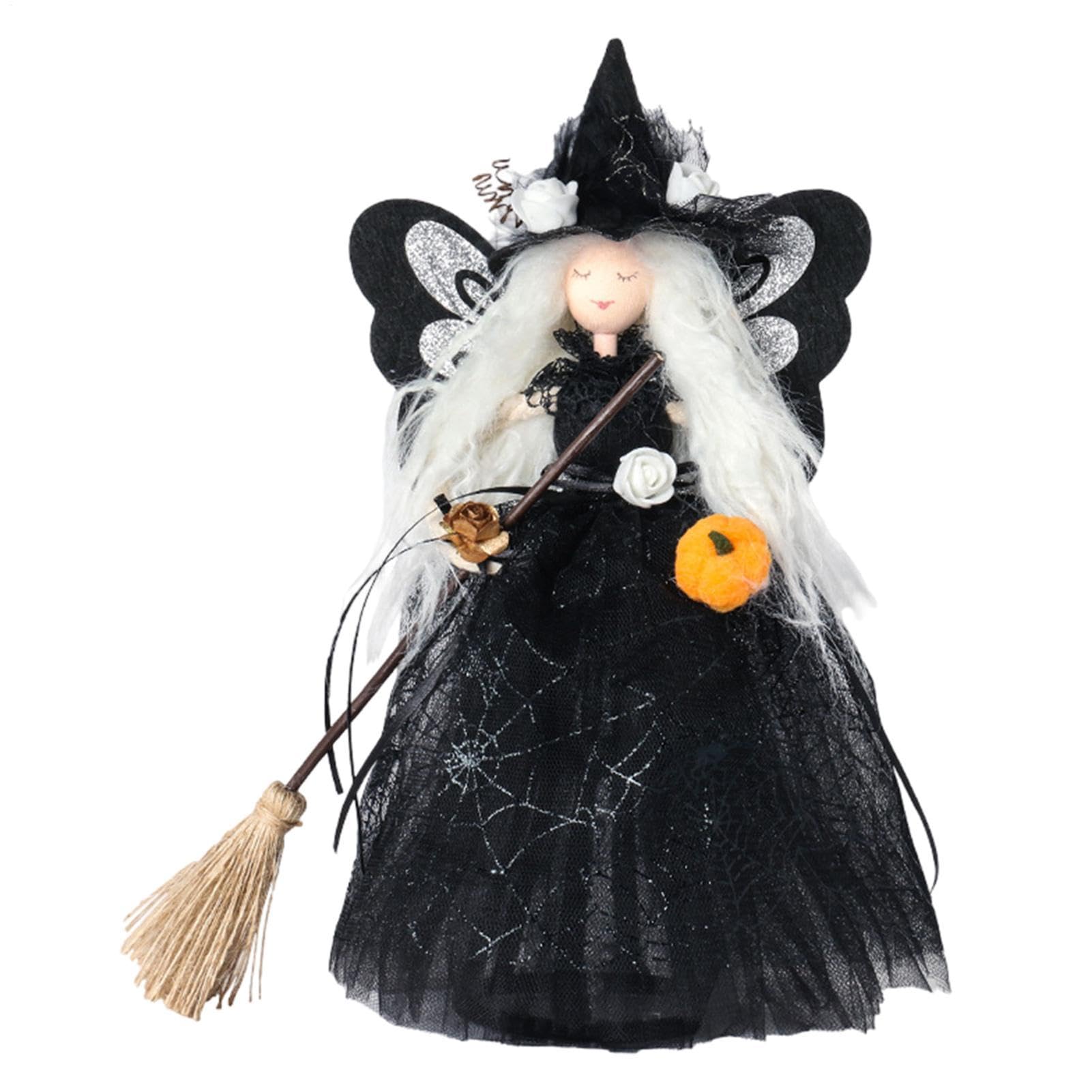 Árbol con escoba de Halloween figura decorativa de encaje para el salón