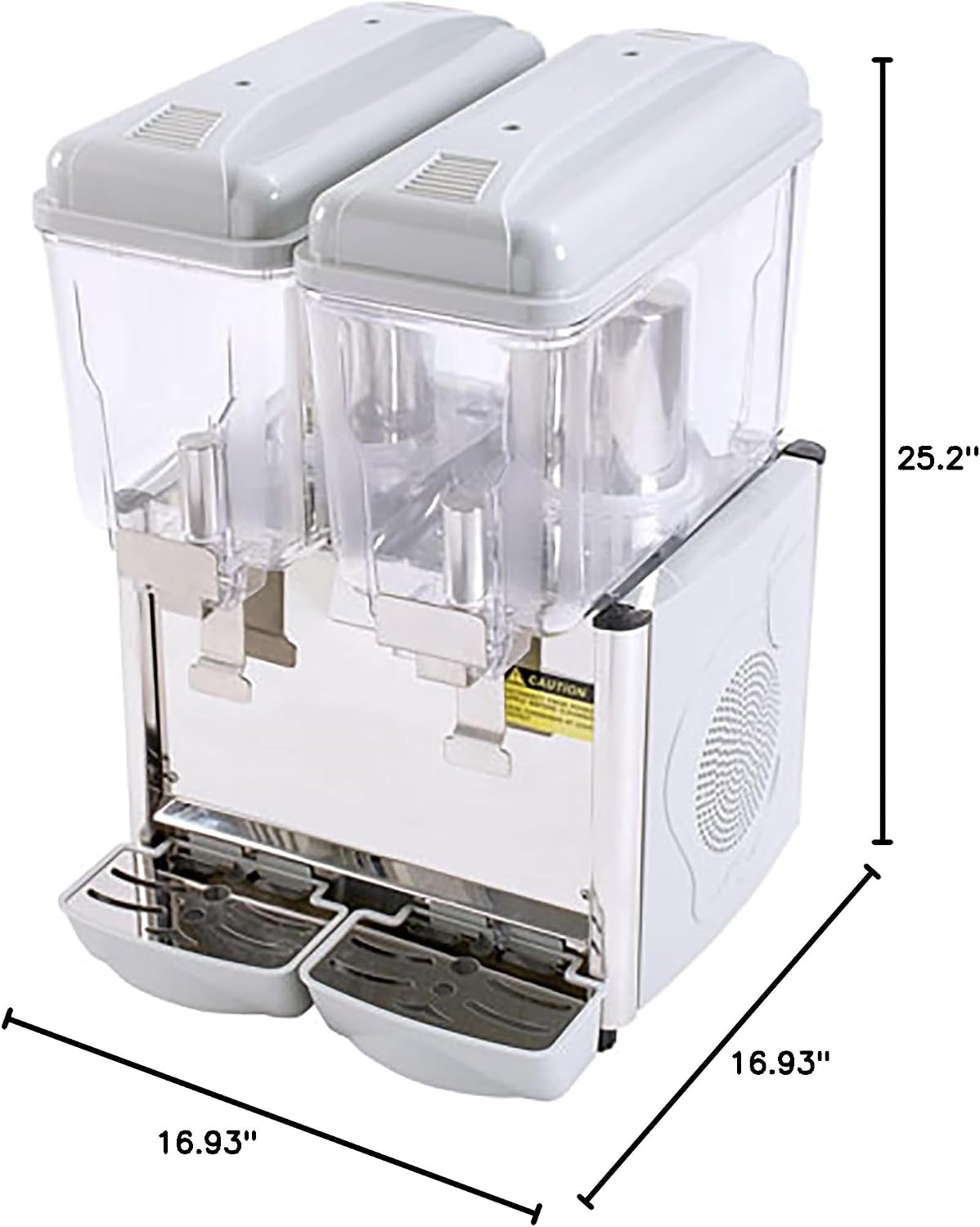 Adcraft Commercial Beverage Drink Dispenser, 6 Gallon including 2 3-Gallon Refrigerated Clear Tanks with Temperature Control, 6 Gallon, Grey