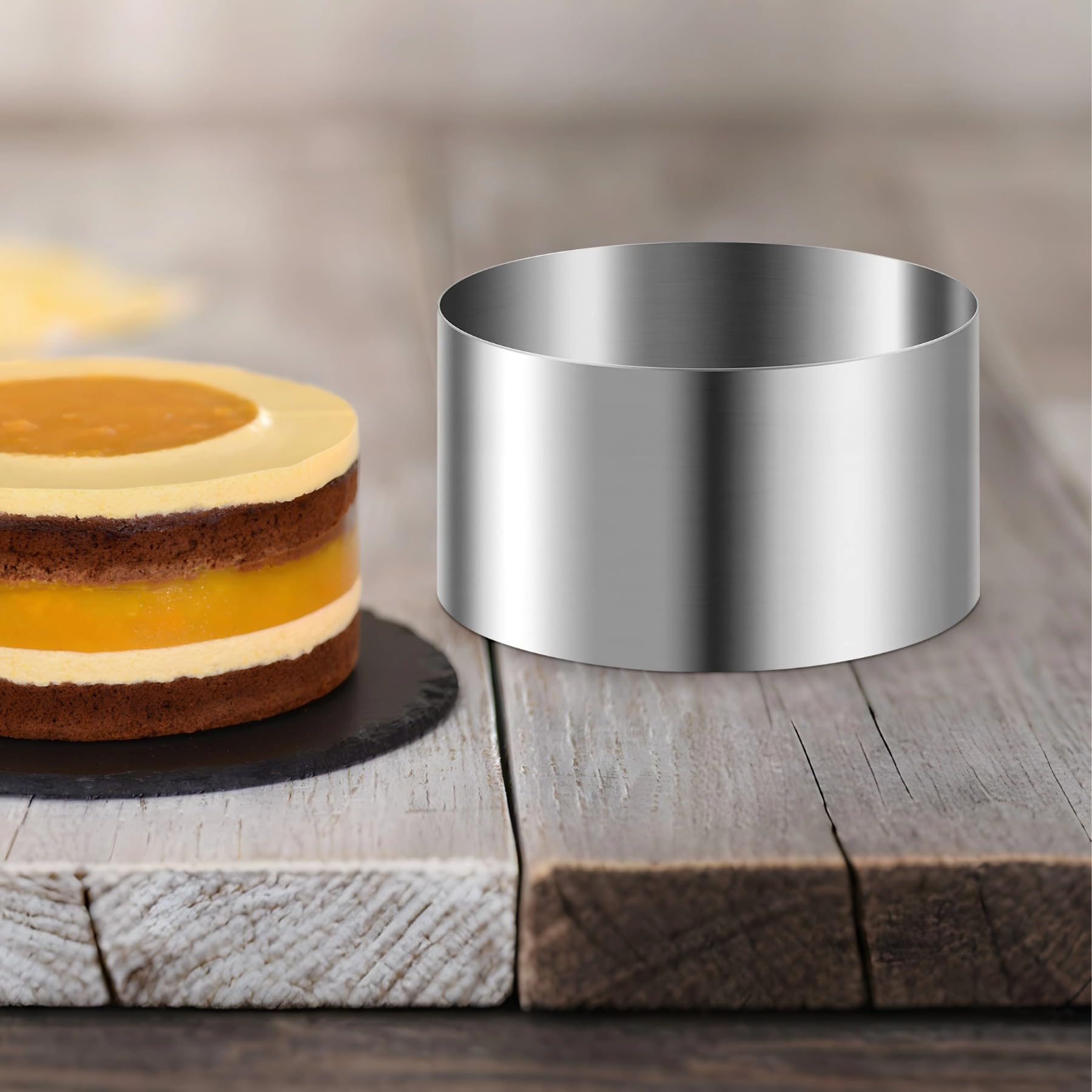 Tortenring-Set aus Edelstahl, 6 Stück, 2 bis 4 Zoll, zum Backen, Glatte Form für leichtes Lösen, für Mousse, Desserts und kleine Kuchen, passend für viele Anlässe und Rezepte