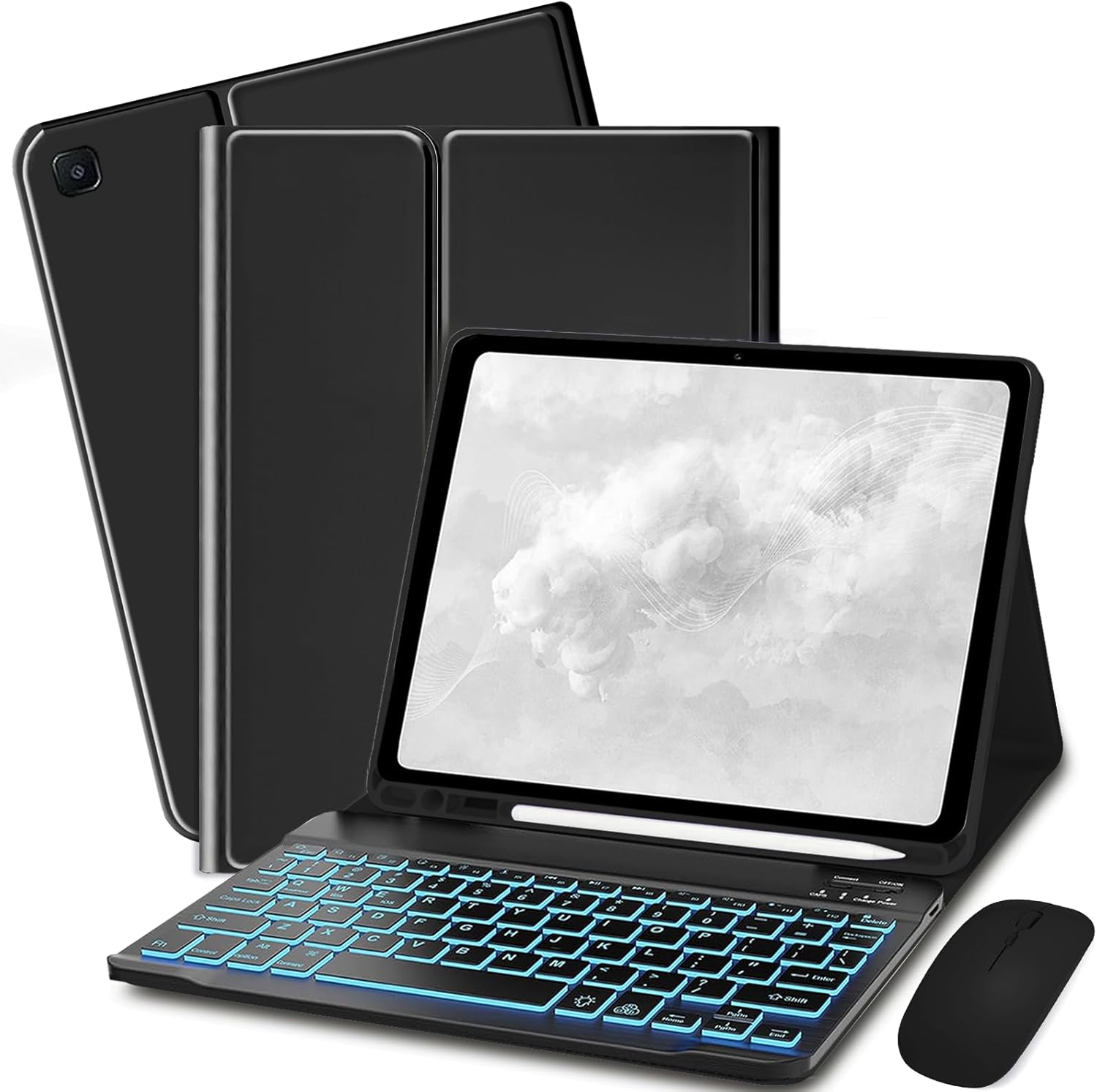 Keyboard Case for Samsung Galaxy Tab S6 Lite 10.4 inch - 7 Colors Backlit Keyboard Cover with S Pencil Holder and Mouse (Black)