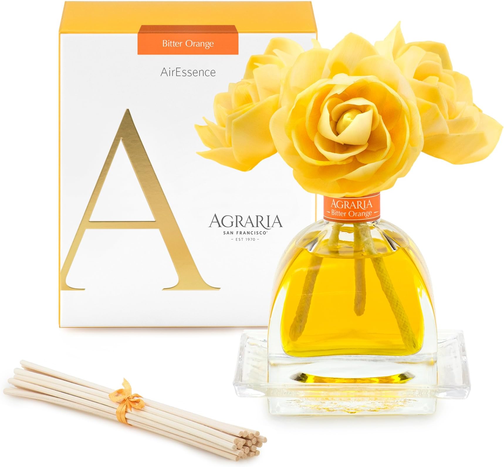 AirEssence Flower and Reed Diffuser Set, Handmade Sola Flower Botanical Home Fragrance Set, Scented Oil Reed Diffuser Gift for All Occasions