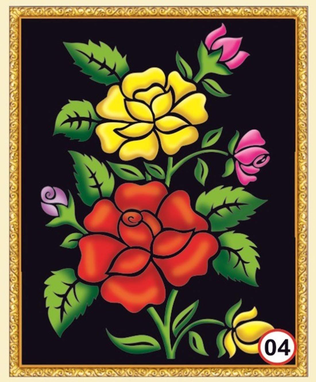 Rainbow DIY - Emboss Painting Kit, Flowers, Medium(13x19 inch), Design No. 04-image-31