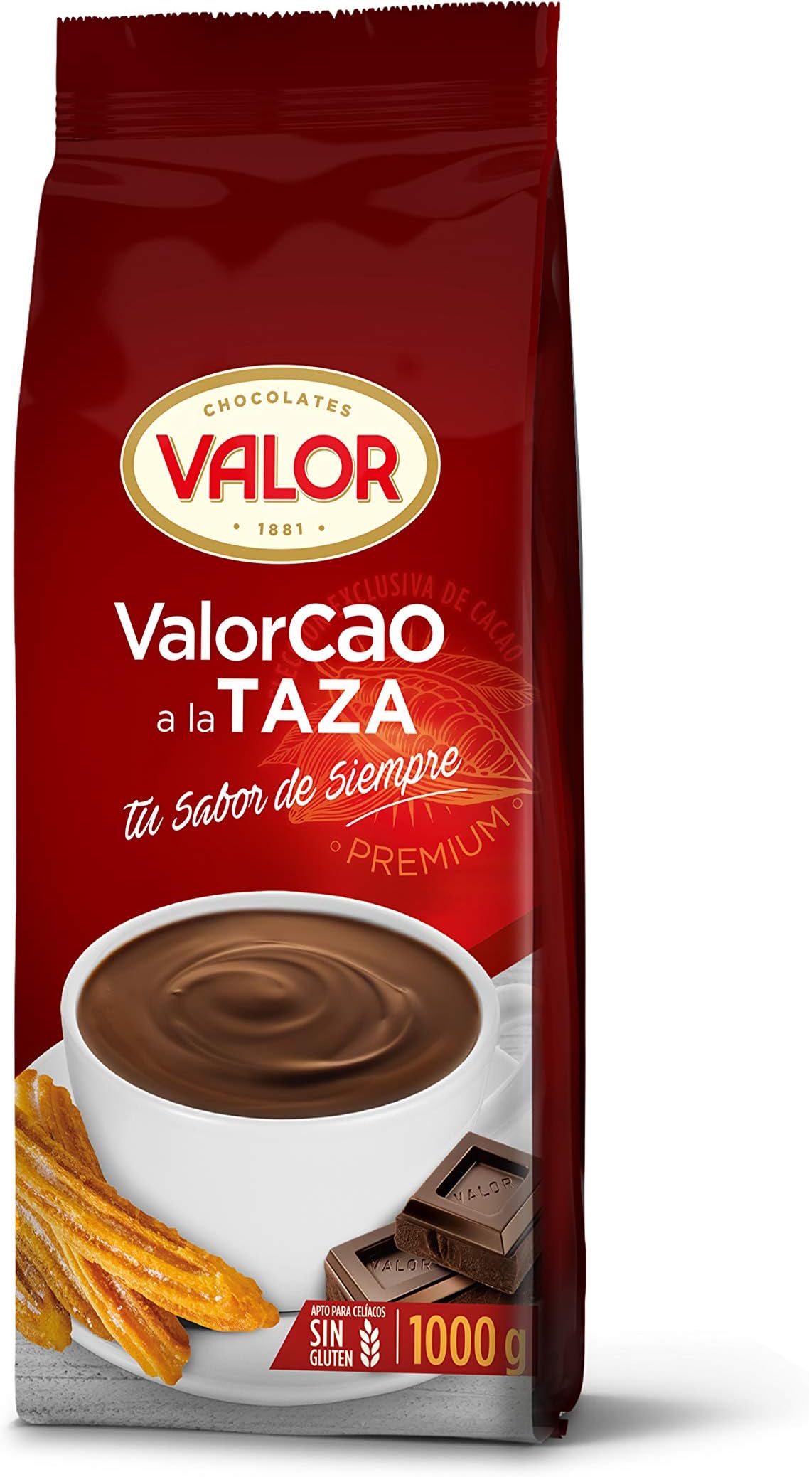 Valor Cao A La Taza Spanish Hot Cocoa Powder - Traditional Drinking Chocolate or Mix for Churros, Delicious and Traditional Chocolate Drinks - Quick & Easy Preparation, 1Kg