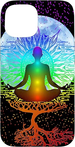 Miniatura 10 de Funda para iPhone 13 Pro Max Chakra Meditación Luna Árbol de la Vida
