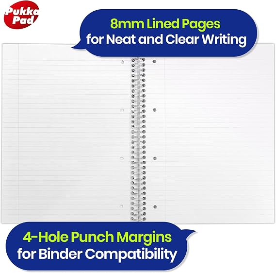 Pukka Pad Pack of 6 A5 Wirebound Notebooks 200 Pages with 80gsm Paper & BIC Pack of 2 Cristal Original Ballpoint Pens 20 Pens Assorted Colours Durable Writing Bundle for School Office