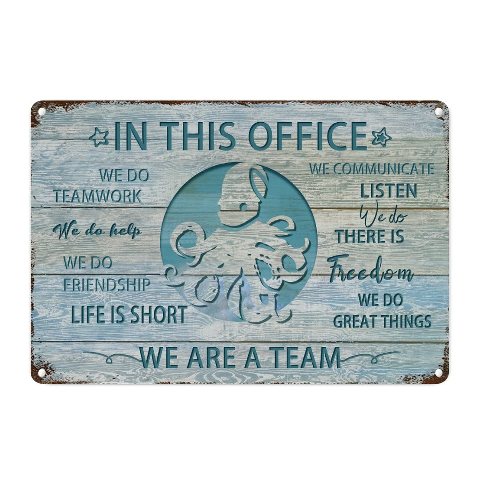Panneau en métal rustique shabby chic bleu marine déco plage