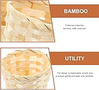 Vista 8 de 5 canastas pequeñas de bambú tejidas de Pascua para regalos, manualidades, pequeños centros de mesa de mimbre para mesas, organizador de mesa