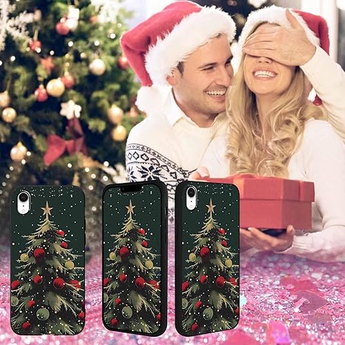 Miniatura 7 de Paquete de 2 fundas de teléfono con texto en inglés "Merry Christmas" para iPhone XR de 6.1 pulgadas, bonito diseño de árbol de Navidad con diseño