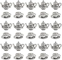 Vista 1 de JKJF 30 dijes de metal para tetera, taza de té, mini colgantes de taza de café, dijes vintage para tetera, colgante a granel para manualidades