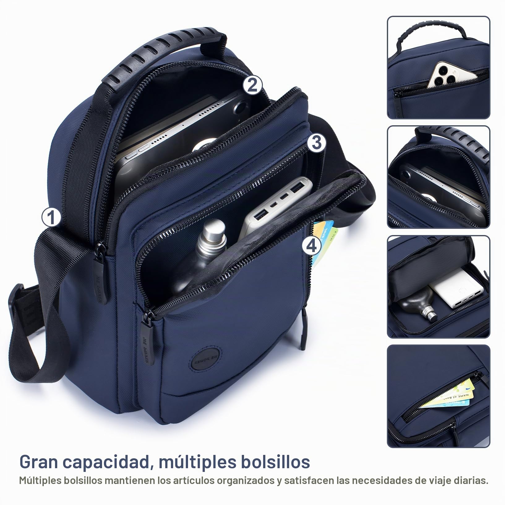 SPAHER Bolso Hombre Bandolera Pequeña, Impermeable Nylon Bandoleras Hombre Bolso de Hombro Crossbody Bag Casual Con Correas de Hombro Ajustables Para Regalo, Viaje, Trabajo
