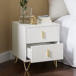 SoBuy White Nightstand with 2 Drawers & Open Shelf – Modern Side Table for Bedroom, Living Room, or Office – Multifunctional Storage End Table, Easy Assembly with Sturdy MDF FRG258-W