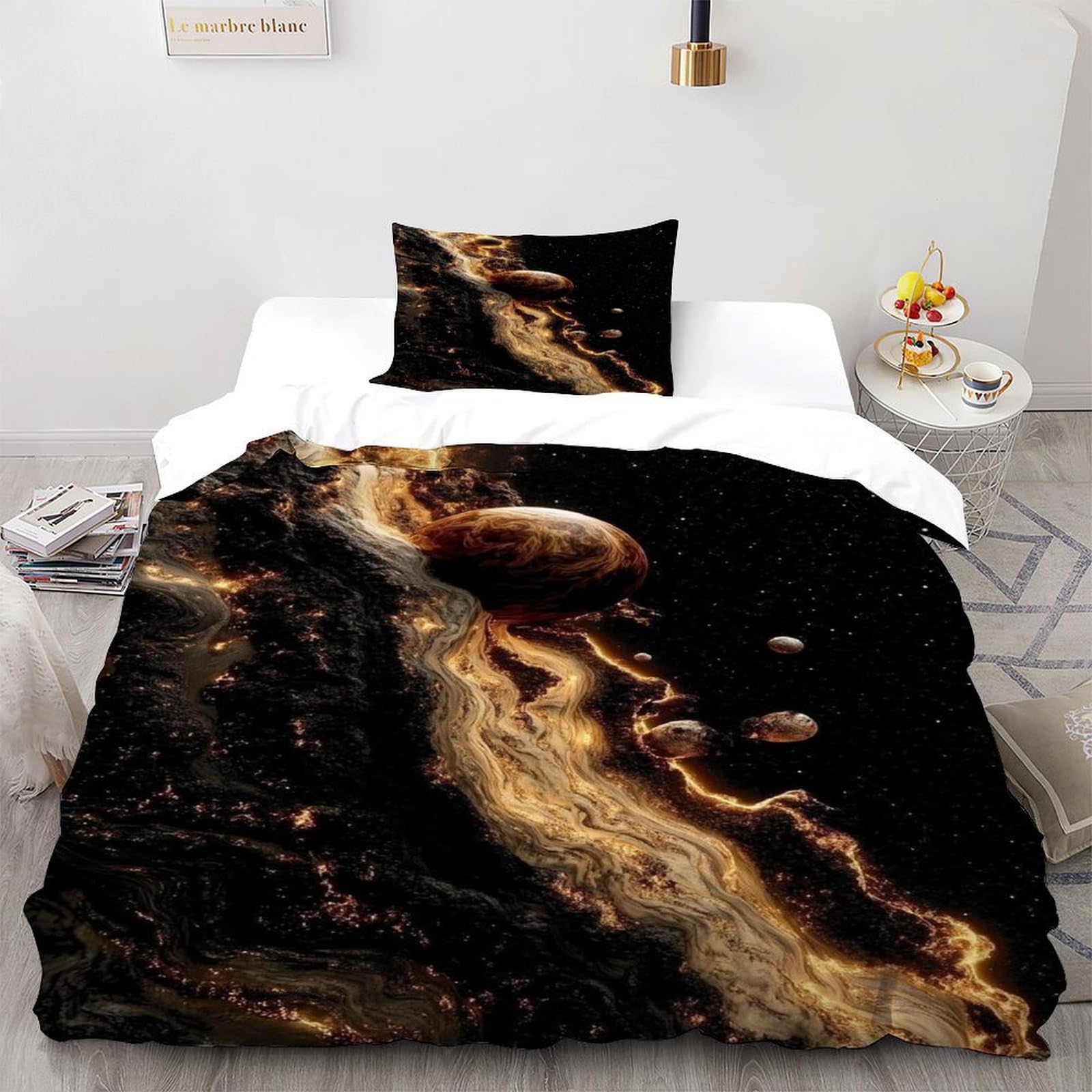 Parure de lit space theme microfibre infroissable 135x200 fermeture éclair pratique
