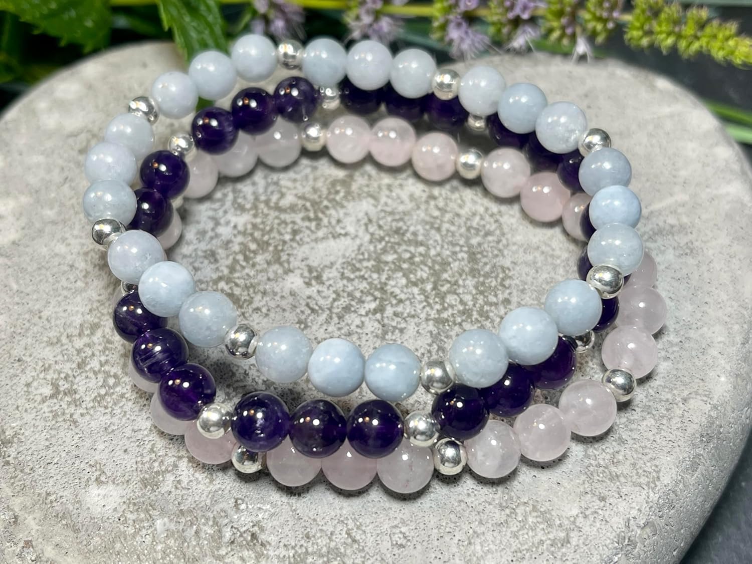 Edelsteinarmband aus Natursteinen & Edelstahlperlen 4 mm – Spirituelle Kraftsteine – Handgemachtes Geschenk für Freundin, Mama & Lieblingsmensch