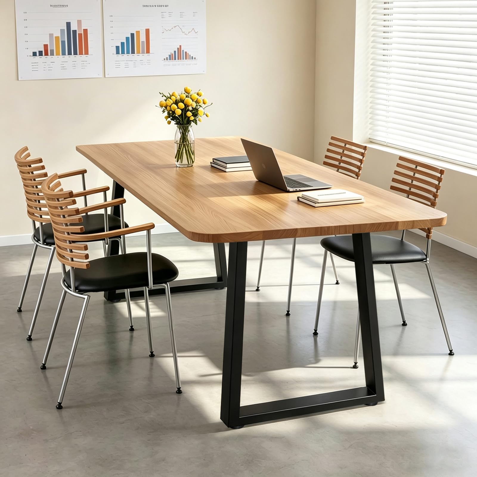 Jahof Tischbeine Metall Schwarz 50 x 70 cm, 2 Stück Trapezifische Tischgestell Verstellbar, Heavy Duty Industrielle Tischkufen für Esstisch, Schreibtisch