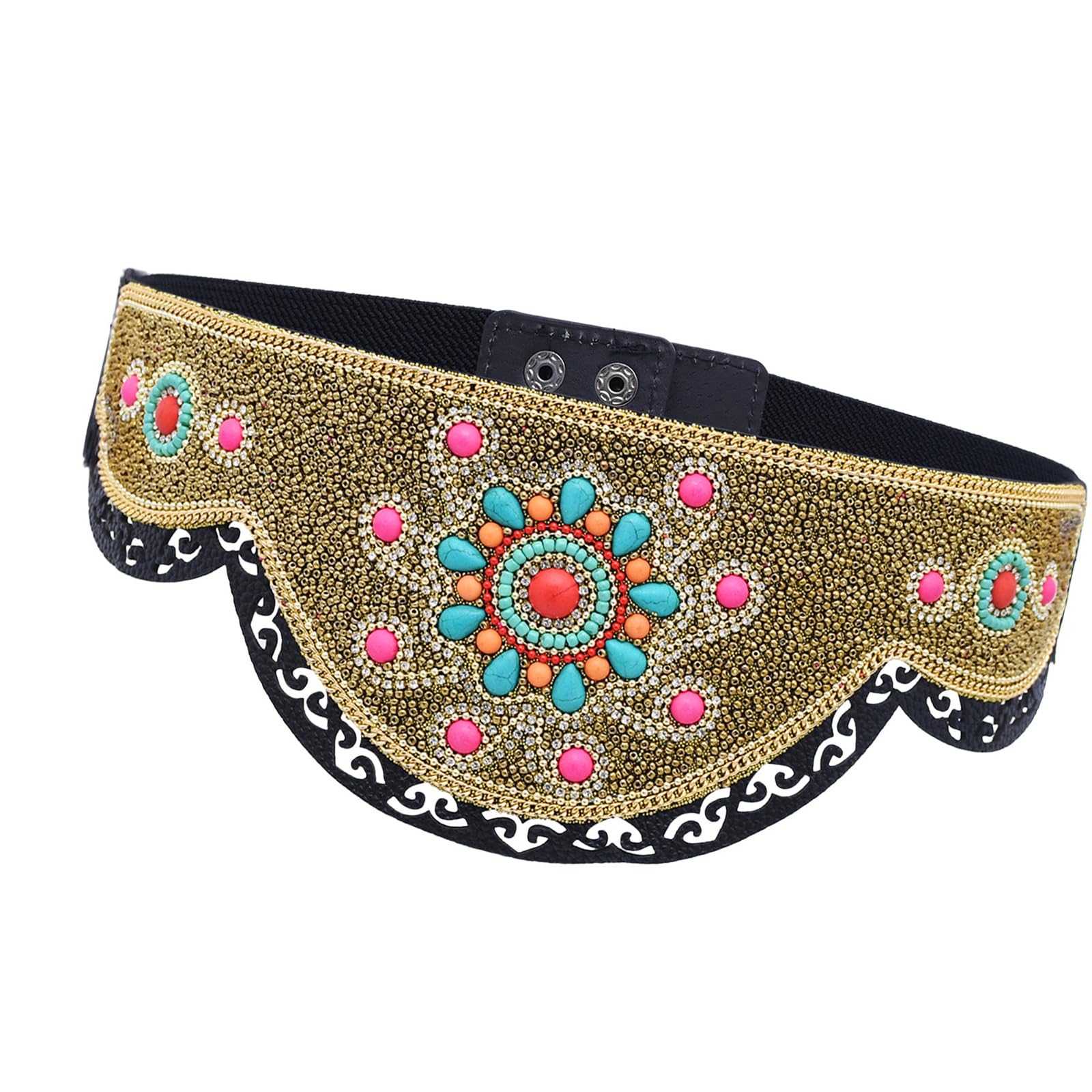 Buxuaaaa Handwoven Bead Belt Women ' s Waist Accessory with Adjustable Tie Beach Vacation Essential Beaded Belt Festival Accessory