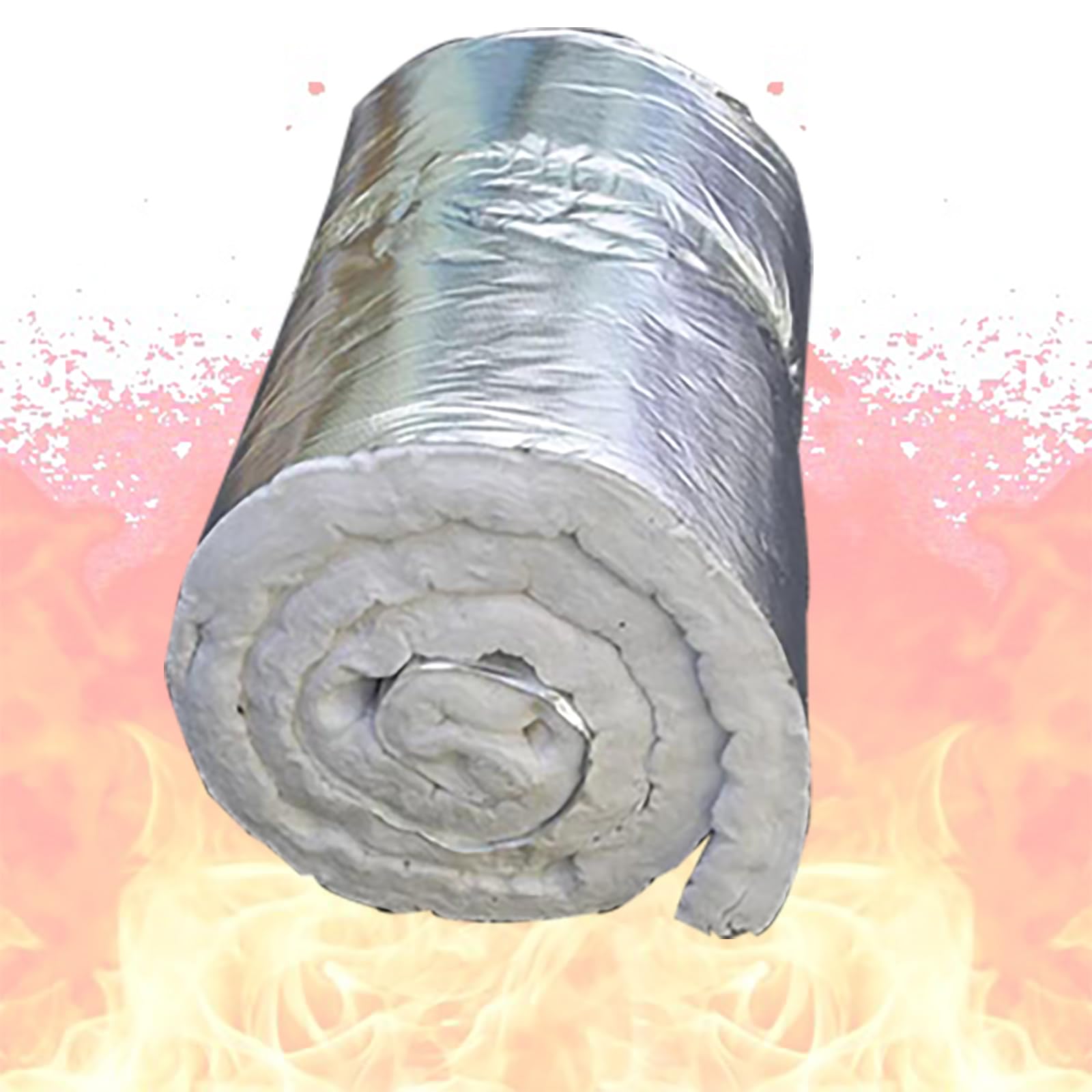 Manta Aislante de Fibra cerámica Papel de Aluminio de una Cara Manta De Fuego de silicato para Hornos Horno de Pan tubería,10 mm de Grosor(Size:61cm*15m)