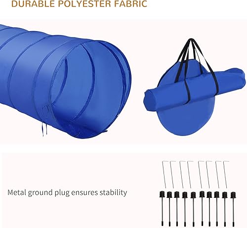 Miniatura 5 de PawHut Kit de curso de entrenamiento de agilidad para perros de obstáculos de 4 piezas Equipo competitivo para patio trasero - azul/amarillo